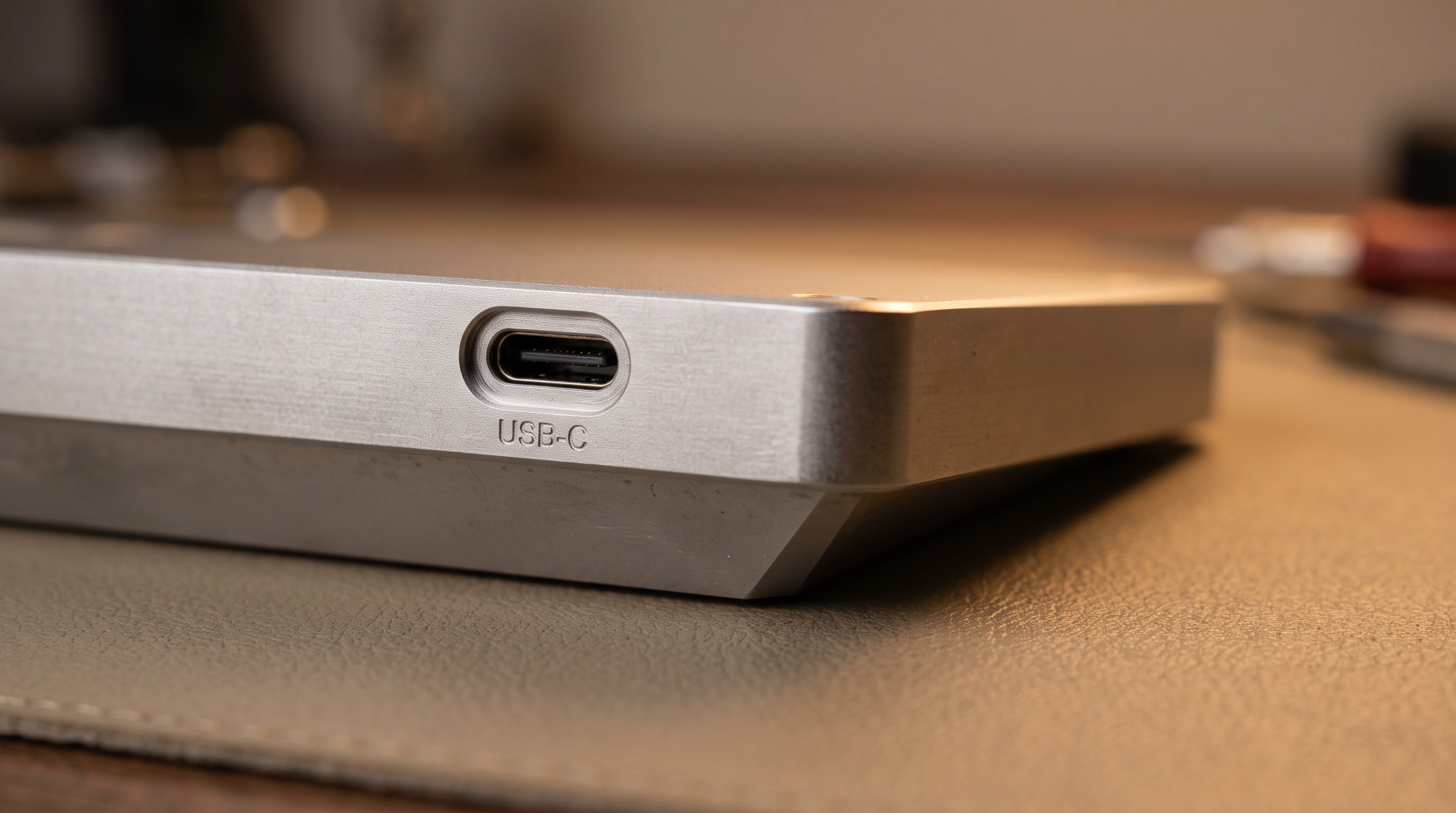 Machined USB-C port on the case edge